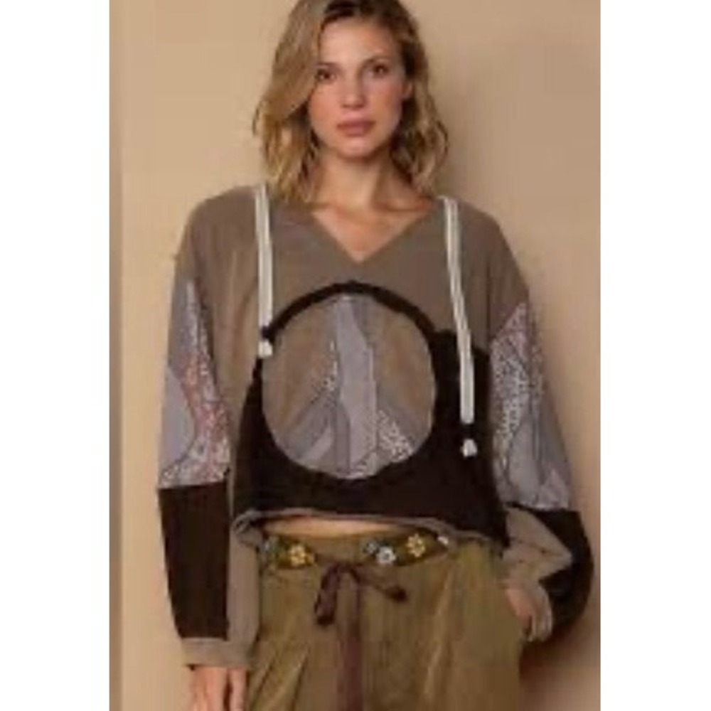 POL Patchwork Knit Top Sz.M